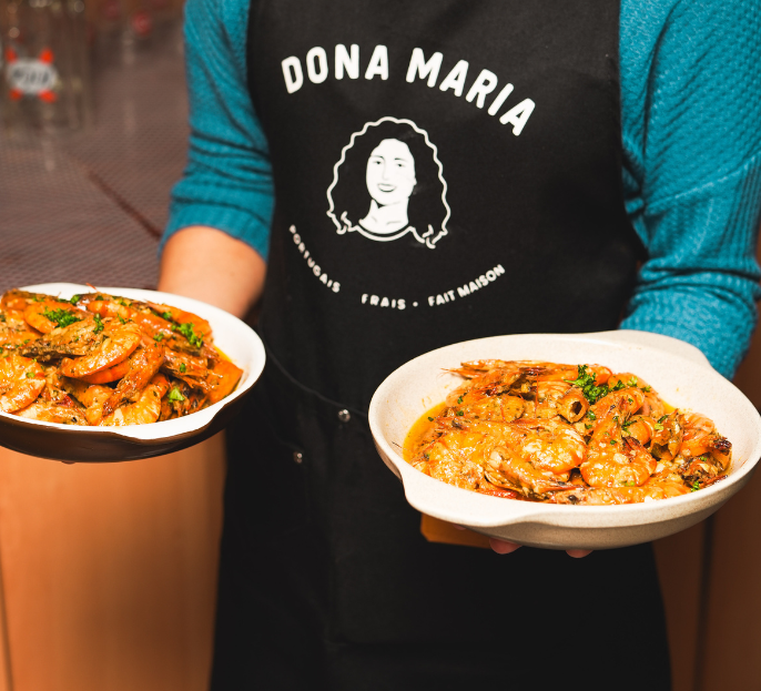 Assiettes de gambas du restaurant Dona Maria